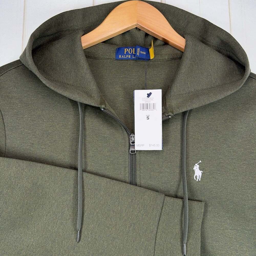 PRL Green Full Zip Hoodie Sweatshirt Mens Small Pony Logo Polo Ralph Lauren